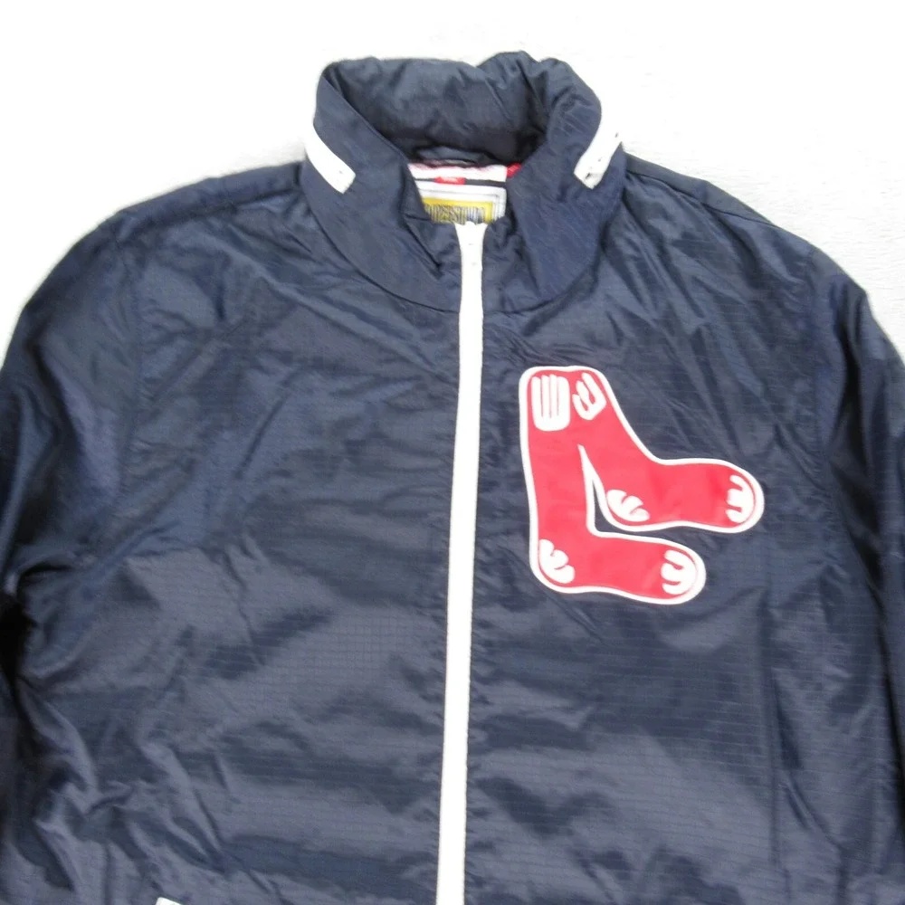 Boston Red Sox Jacket Mens Small Mitchell & Ness Blue Full Zip Wind Rain Ripstop